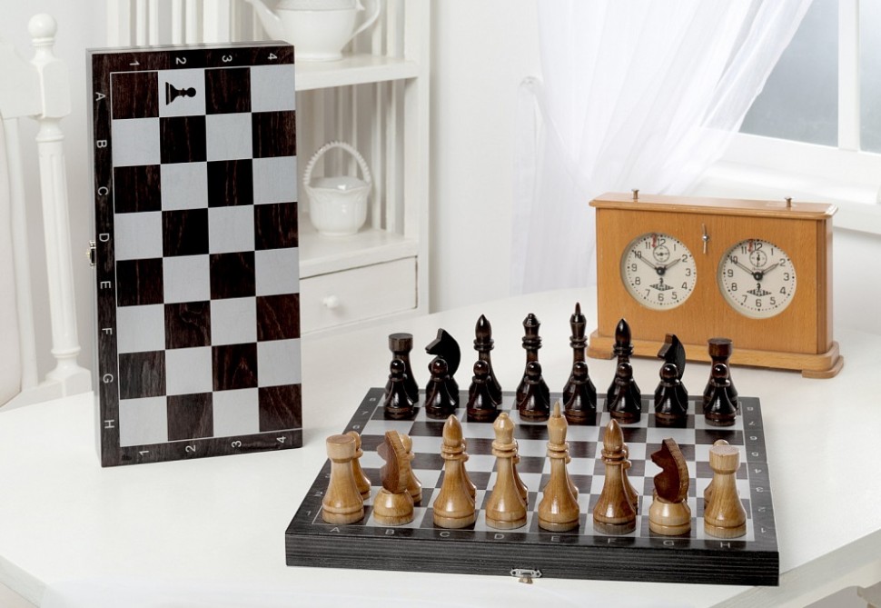 Шахматы гроссмейстерские, рисунок серебро "Классика" 40 см